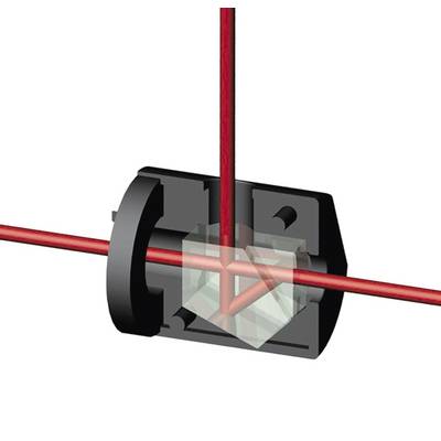 A laser beam is deflected by 90 degrees using an optical prism by passing through it and changing its direction.