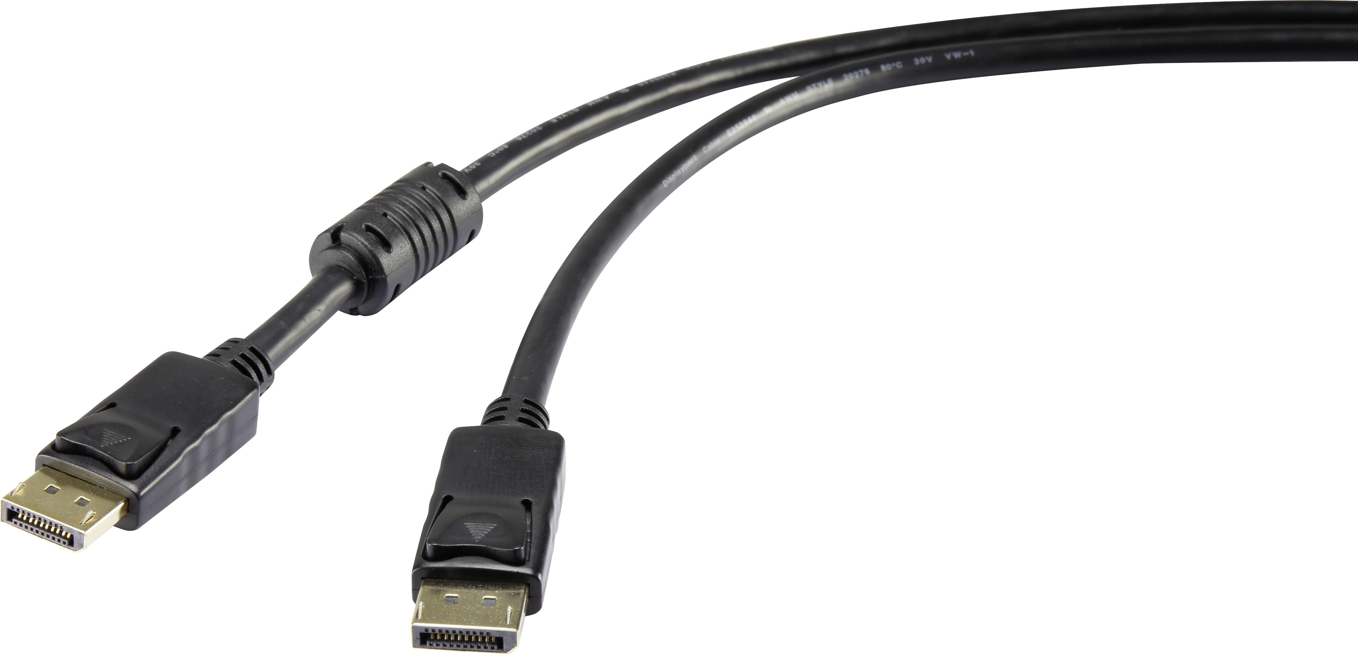 Renkforce DisplayPort Cable DisplayPort plug, DisplayPort plug 3.00 m Black UHD 4K @ 60 Hz gold plated connectors, incl. ferrite core RF-4212204 DisplayPort