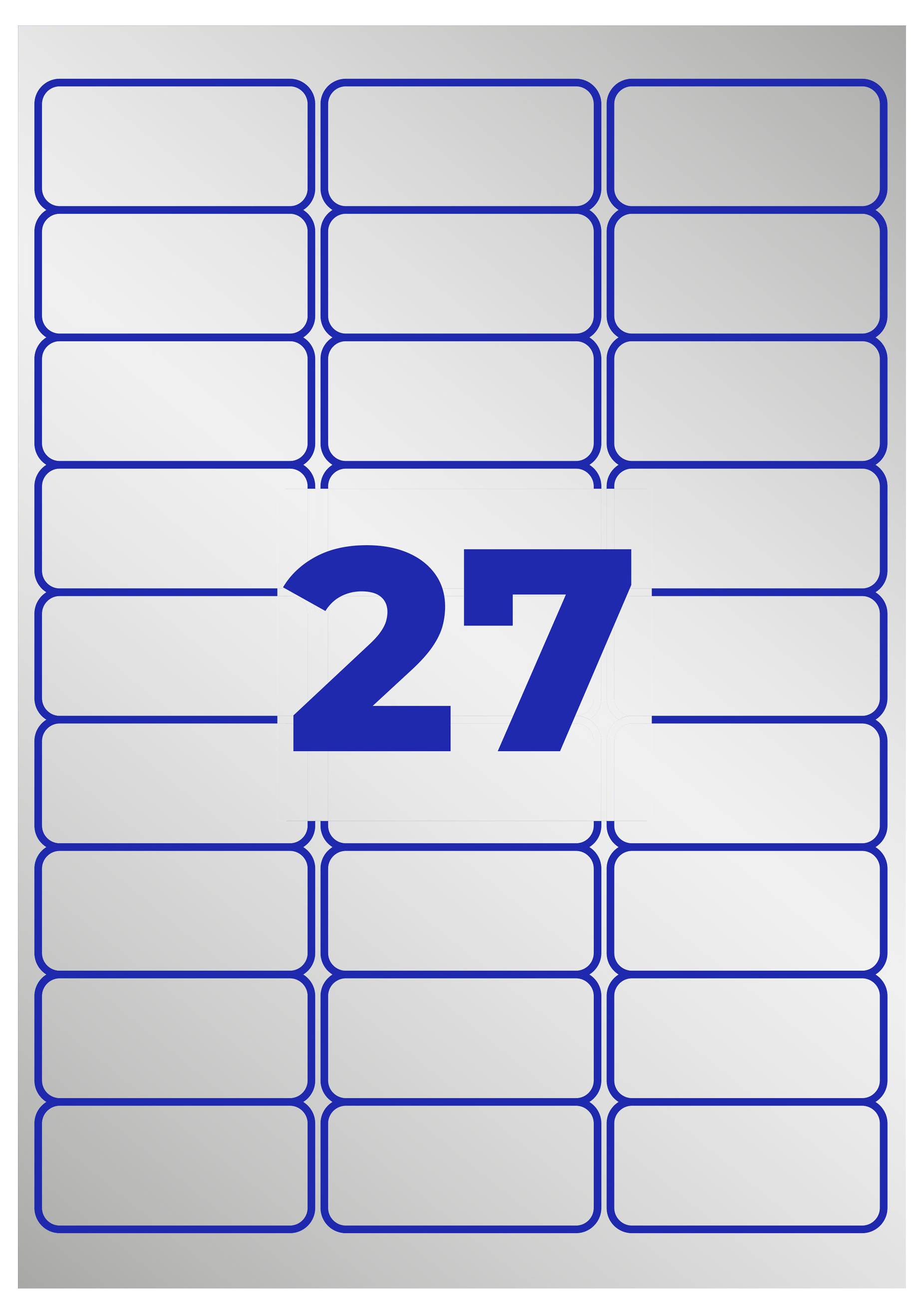 Calendar page with the number 27 in blue in the centre, surrounded by empty date fields.
