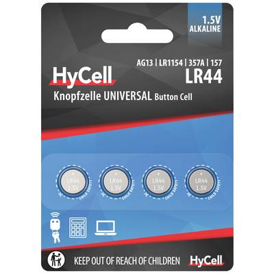 Image of HyCell Button cell LR44 1.5 V 4 pc(s) 140 mAh Alkali-manganese AG13