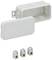 Plastic junction box with removable cover and three cable clamps, suitable for electrical installations.