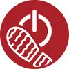 Red circular warning icon with a white power symbol and a broken, cracked object in the foreground, suggesting damage or shutdown.
