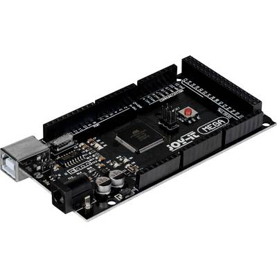 Arduino-like microcontroller board with multiple ports and a USB port, used for electronics projects and prototyping.