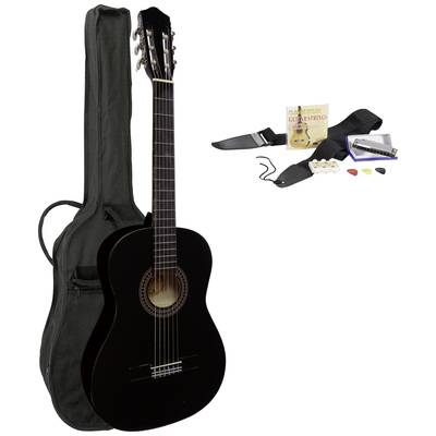 MSA Musikinstrumente  Classical guitar 4/4 Black incl. gig bag