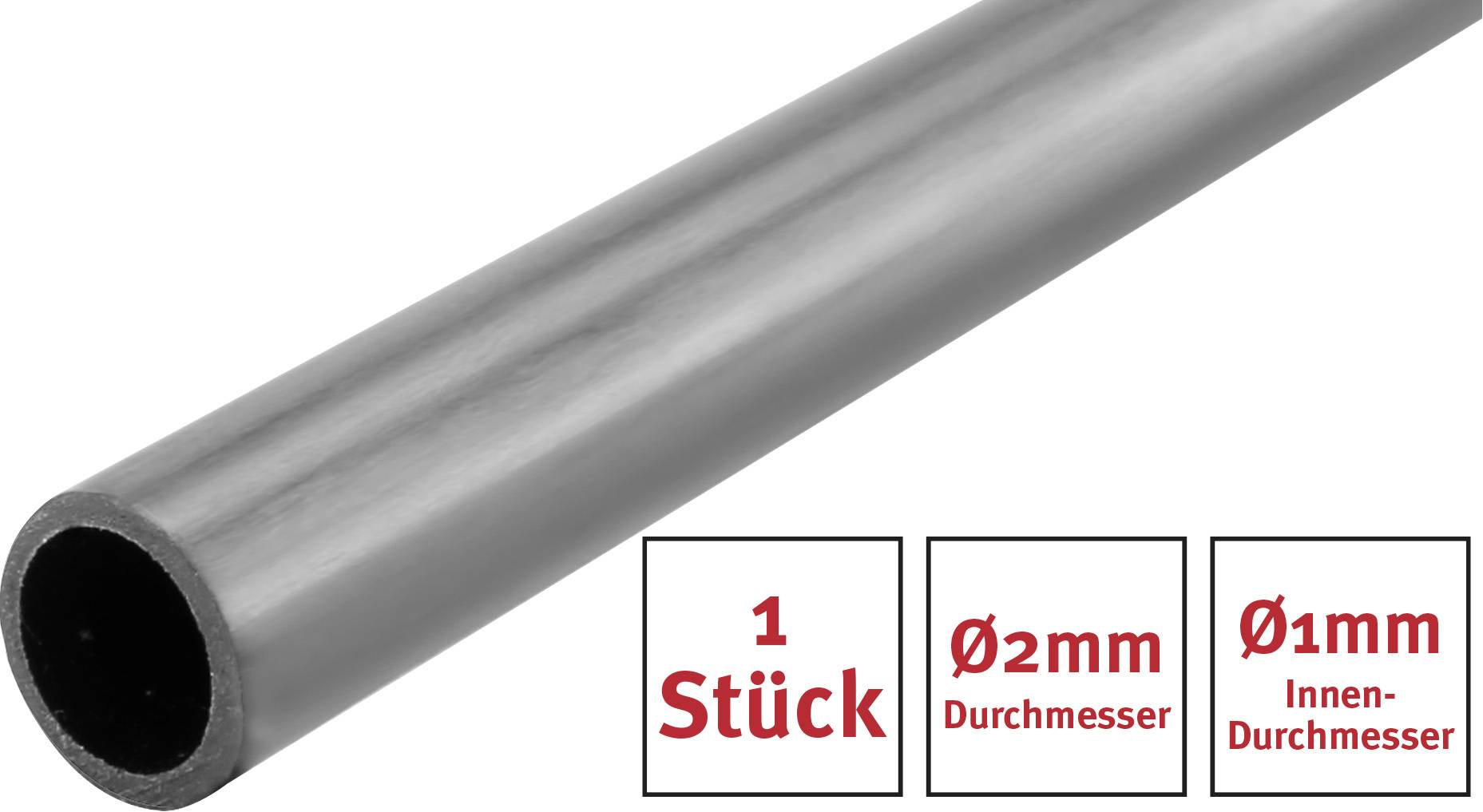 A metal tube with an outer diameter of 2 mm and an inner diameter of 1 mm, 1 piece.