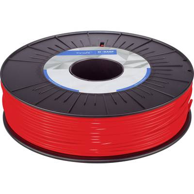 A black spool with red filament for 3D printers from the brand Innofil3D by BASF.
