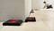 A man is laying a wooden floor. Spacers are placed against the wall to ensure the correct gap.