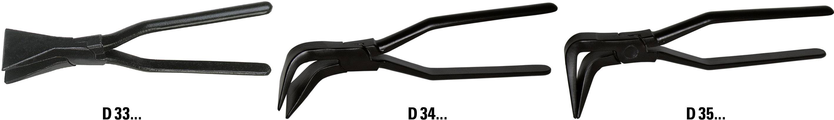 'D33', 'D34', and 'D36' dental extraction forceps, each with different handle and tip designs.