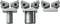 'Three metallic milling heads in various sizes and shapes, symmetrically arranged. The heads have interchangeable cutting inserts.'