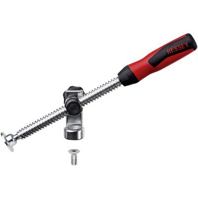 Tension tool with red handle and screw mechanism, with a loose screw at the bottom.