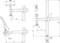 Technical drawing showing the side and front view of a G-clamp with dimensional specifications. Contains labels A through E.