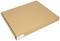 A flat brown cardboard box, closed and rectangular, rests on a white surface.