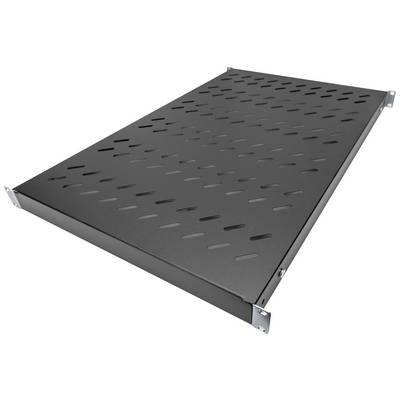 Black rectangular tray with angled slots evenly distributed. Used for air circulation in shelving systems.