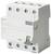 A white Siemens RCD (Residual Current Device) with a toggle switch on the right side and multiple connection terminals at the top and bottom.