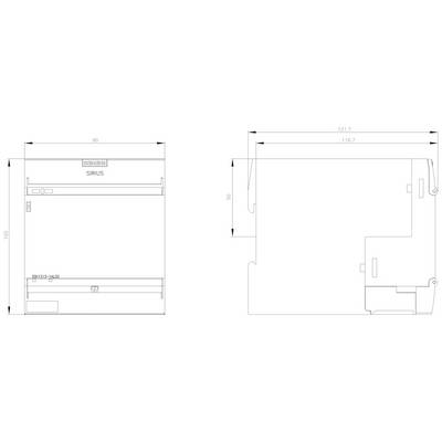 Technical drawing of an electrical device with dimensions: Width 90 mm, Height 100 mm, Depth 131.7 mm. Shows connections and details.