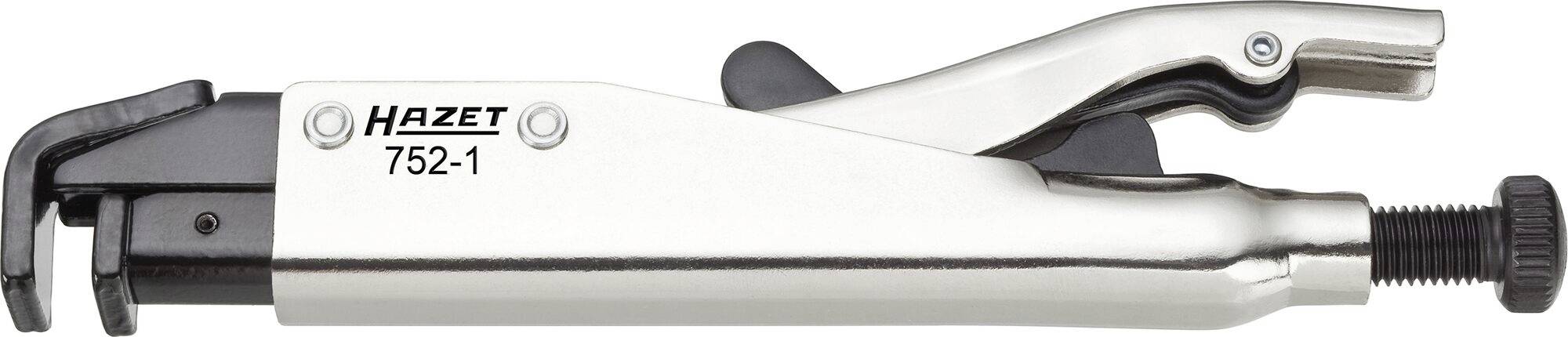 Hazet 752-1 Screw Clamp in silver metallic finish, with black handle and black fixing screw.