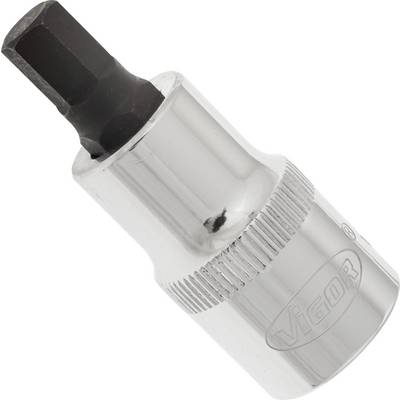 A silver socket extension with a black hexagonal bit. Marked with the brand name 'Vigor'.
