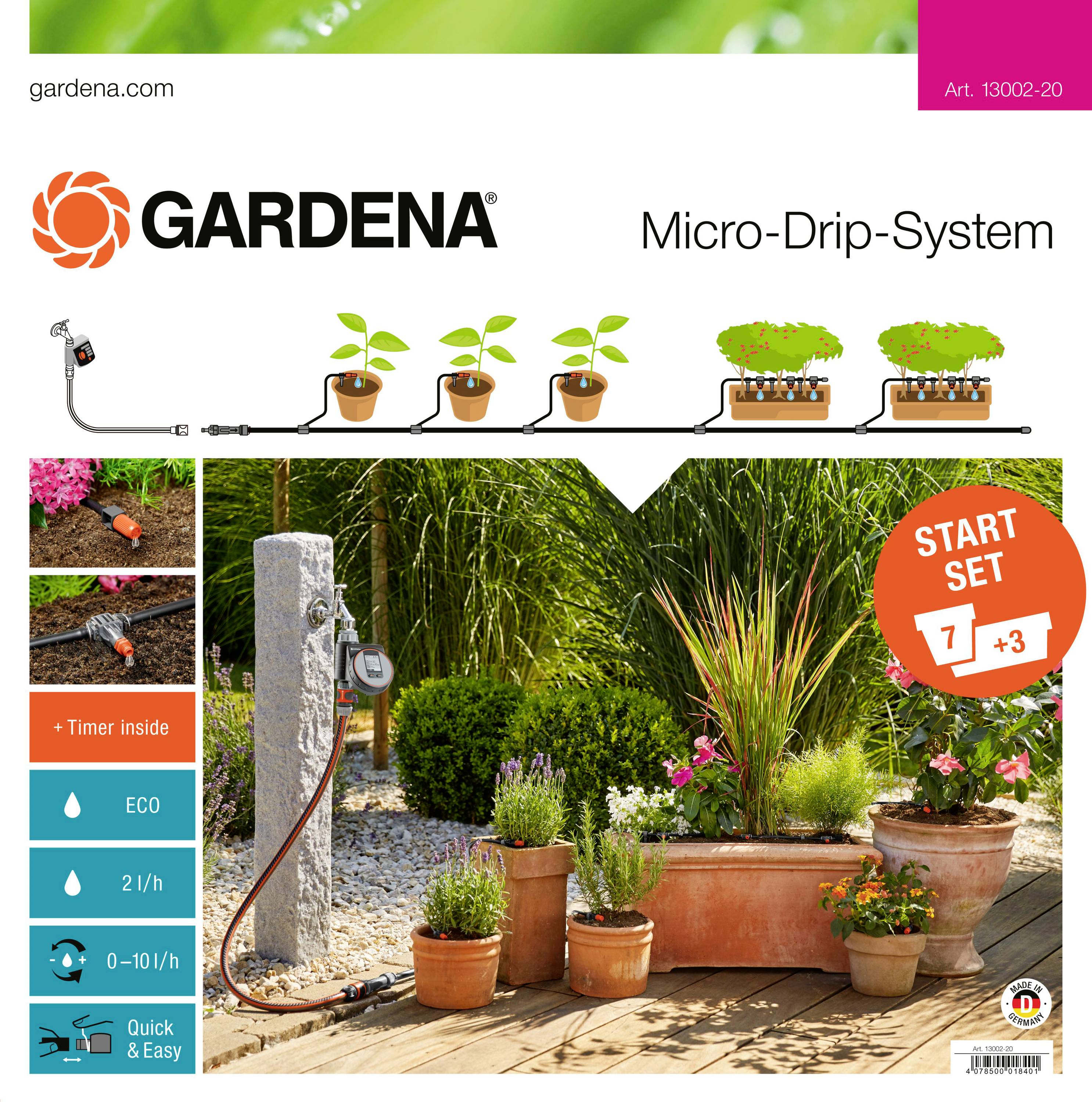 GARDENA Micro-Drip-System 13002-20 Micro-Drip Pflanztöpfe M Automatik starter set 13 mm (1/2") Ø Hose length: 25 m-4