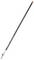 Long black walking stick with a silver handle and orange ends. Used as a mobility aid.