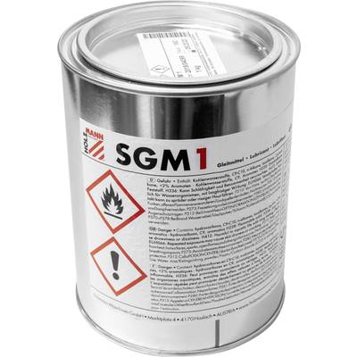 Lubricant can, labelled with safety information. Two hazard symbols: flame for flammable, exclamation mark for caution.