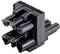 Black plastic multi-pin connector, typically used for electrical connections in devices or computers.
