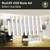 'MaxLED 1000 Basic Set' LED light strip, warm white, with power supply. Background shows blurred living room. Text: 'Ready to use immediately'.