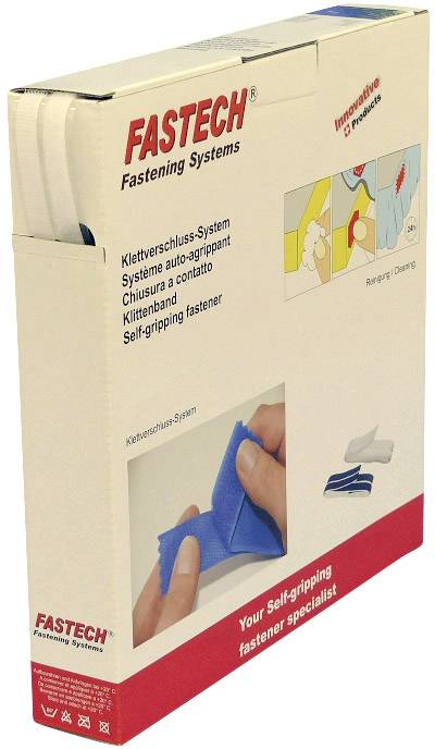 FASTECH® B10-SKL000025 Hook-and-loop tape stick-on (hot melt adhesive) Hook and loop pad (L x W) 25 m x 10 mm White 25 m