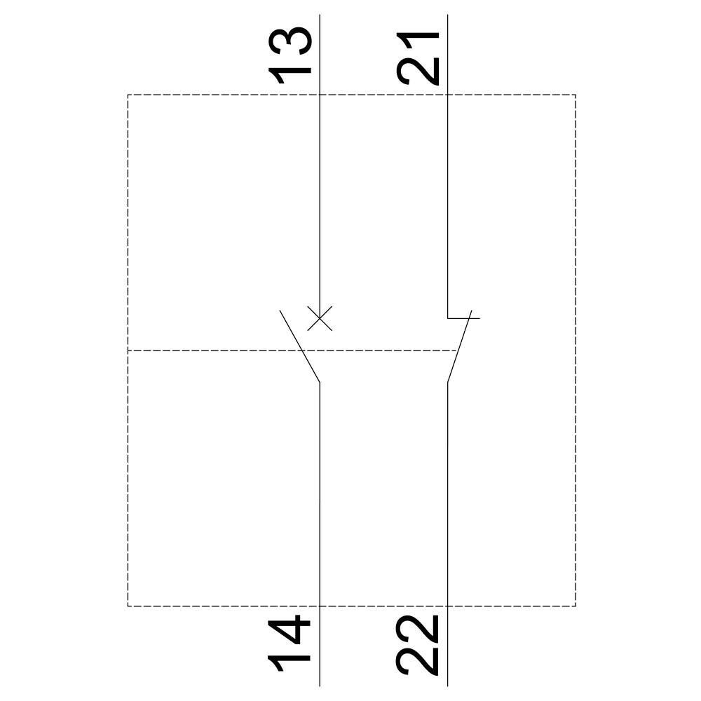 Technical drawing of a square section with dimensions 13, 14, 21 and 22, marked on different sides.