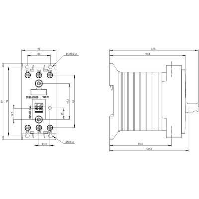 'Technical drawing of an electromechanical component with multiple dimensions and specifications.'