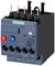 A Siemens contactor from the Sirius series with control elements: red stop button, blue reset button, and test button. Model number 3RU21.