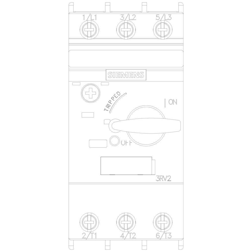 'Contactor with four connection points, the Siemens logo and control lever for controlling electrical circuits.'