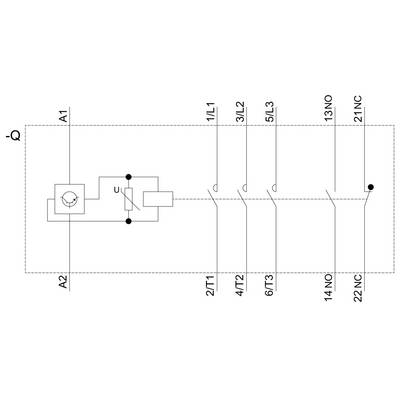 'Schematic diagram of an electromagnetic relay with coil terminals at A1 and A2, and multiple switch contacts.'