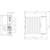 Technical drawing of an electromagnetic device with dimensional specifications. Shows front and side views for detailed dimensioning.