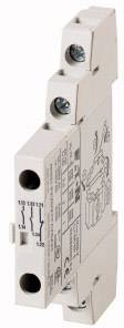 Narrow, rectangular electrical component with screw terminals and technical specifications printed on the front face.