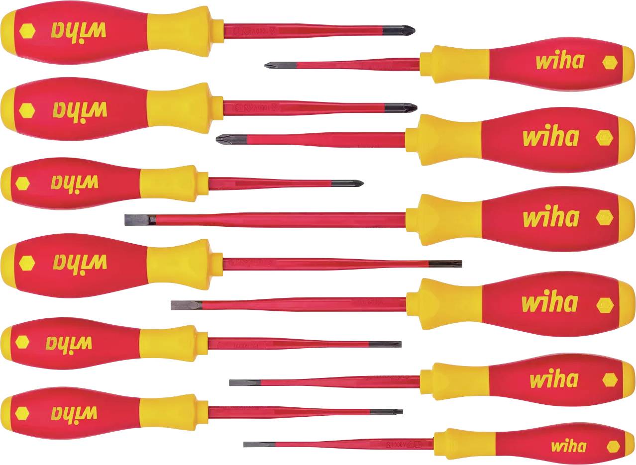 Wiha VDE Screwdriver set 12-piece Slot, Pozidriv, Phillips, Plus/Minus, Star socket
