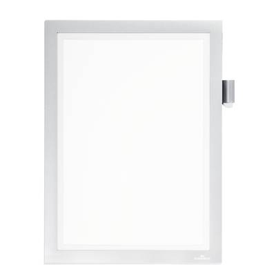 A rectangular, white light box with a grey frame and small switch on the side, on a neutral background.