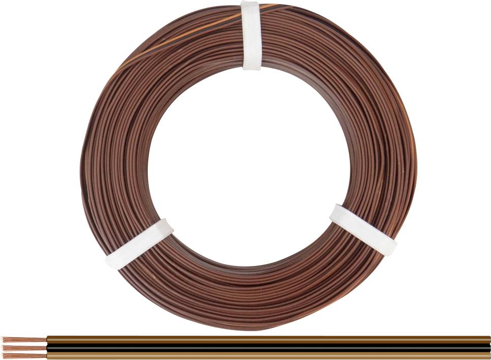 Copper wire coil with multiple copper strands, held together by white bands. Wire is suitable for electrical applications.