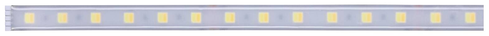 A row of rectangular yellow lights on a linear LED strip, enclosed within a transparent protective cover.