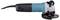 Electric angle grinder with a blue and black body, vented grip handle, and cutting disc. Used for grinding or cutting metal and masonry.