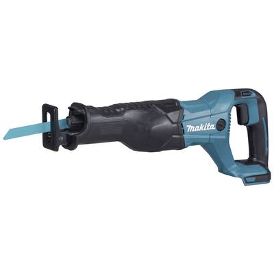 Blue and black electric reciprocating saw with an elongated blade and ergonomic handle, suitable for construction work.