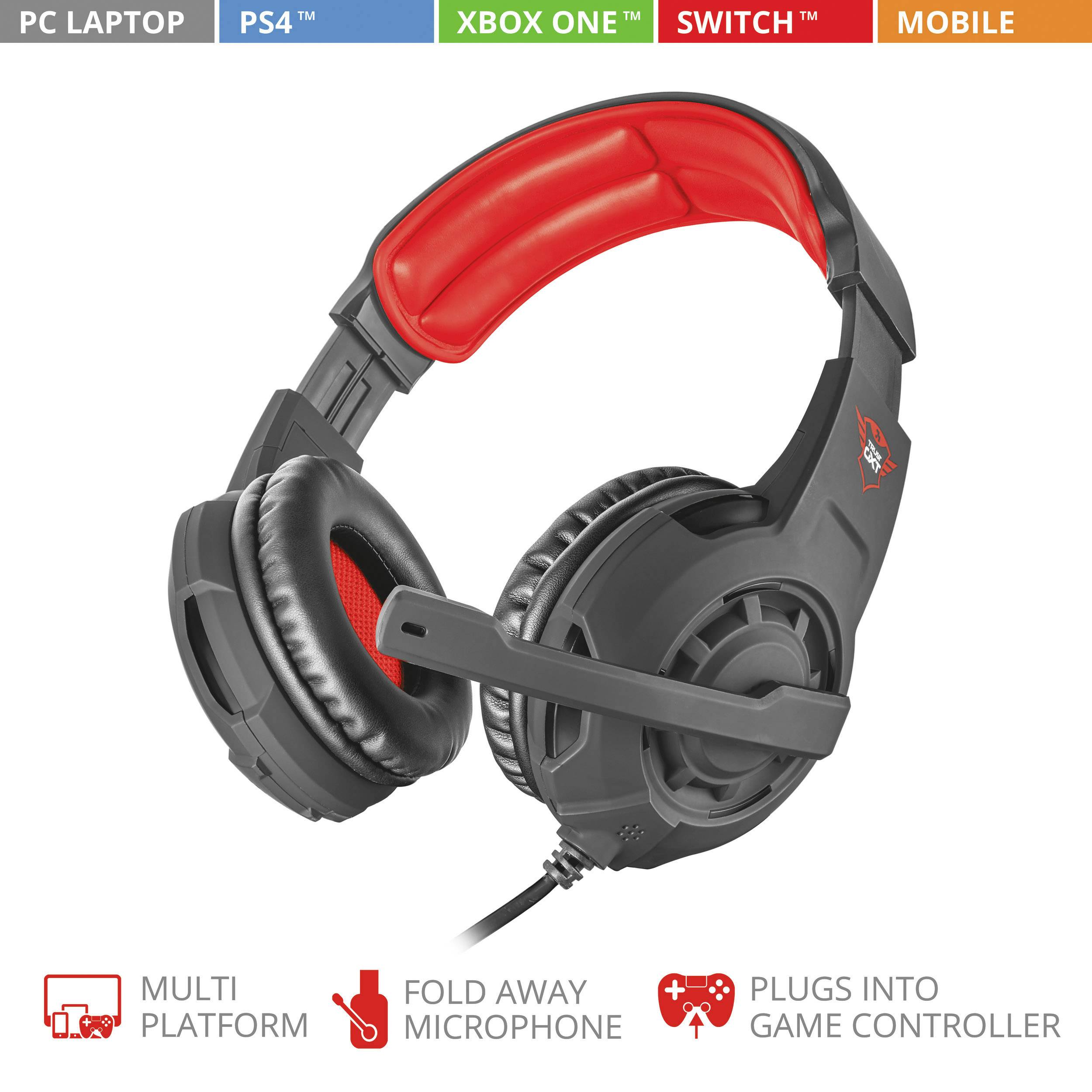 Trust Gxt 310 Radius Gaming Headset 3 5 Mm Jack Corded Stereo Over The Ear Black Red Conrad Com