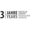 Warranty badge reading '3 JAHRE / 3 YEARS' with 'HERSTELLER GARANTIE / MANUFACTURER GUARANTEE' indicating a 3-year manufacturer guarantee.