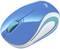 Blue wireless computer mouse with white and turquoise design.