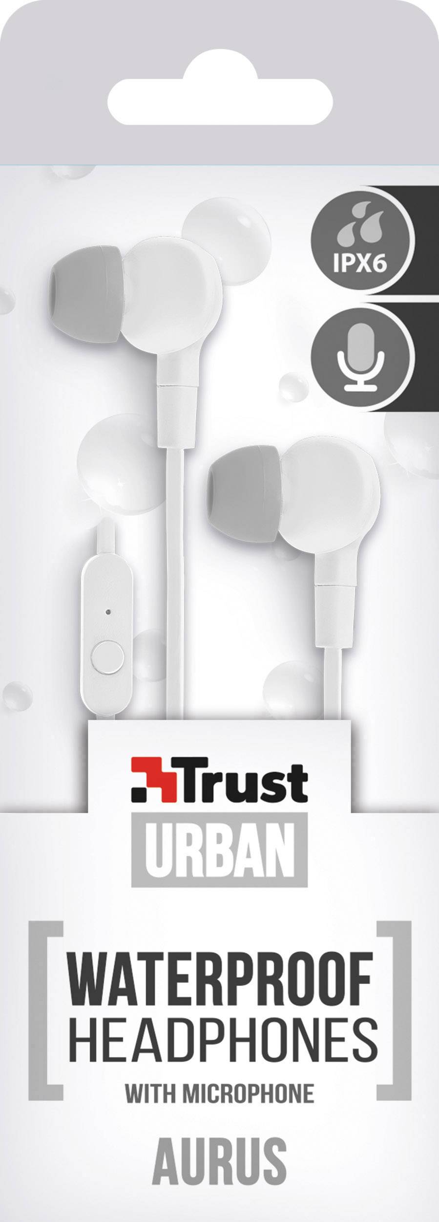 Trust Aurus Sports In-ear headphones Corded (1075100) White Headset, Sweat-resistant, Water-resistant-1