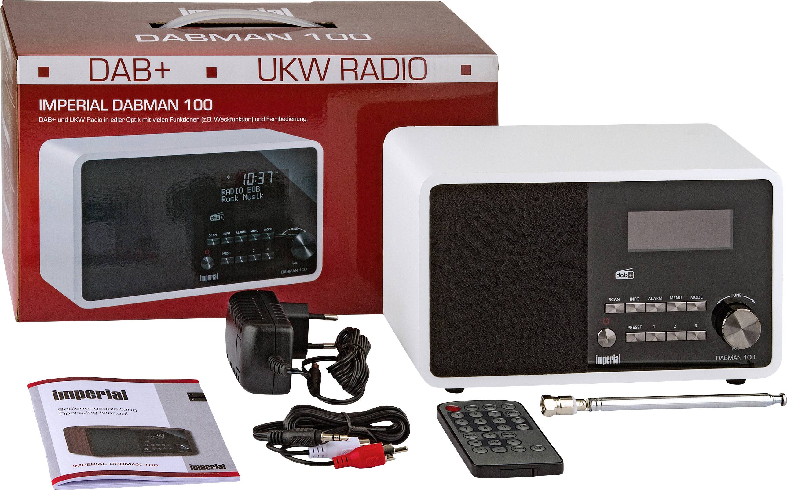 VHF DAB radio Imperial dabman 100 blanco radio digital DAB + Aux-in pantalla lcd 