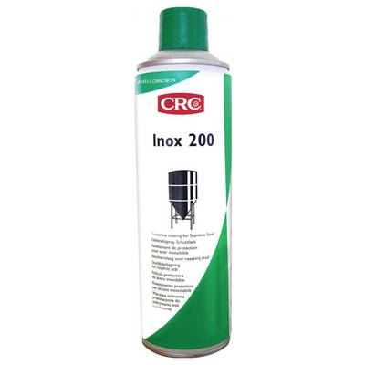 Spray can 'CRC Inox 200' with anti-corrosive protective agent for stainless steel surfaces, green and white packaging.
