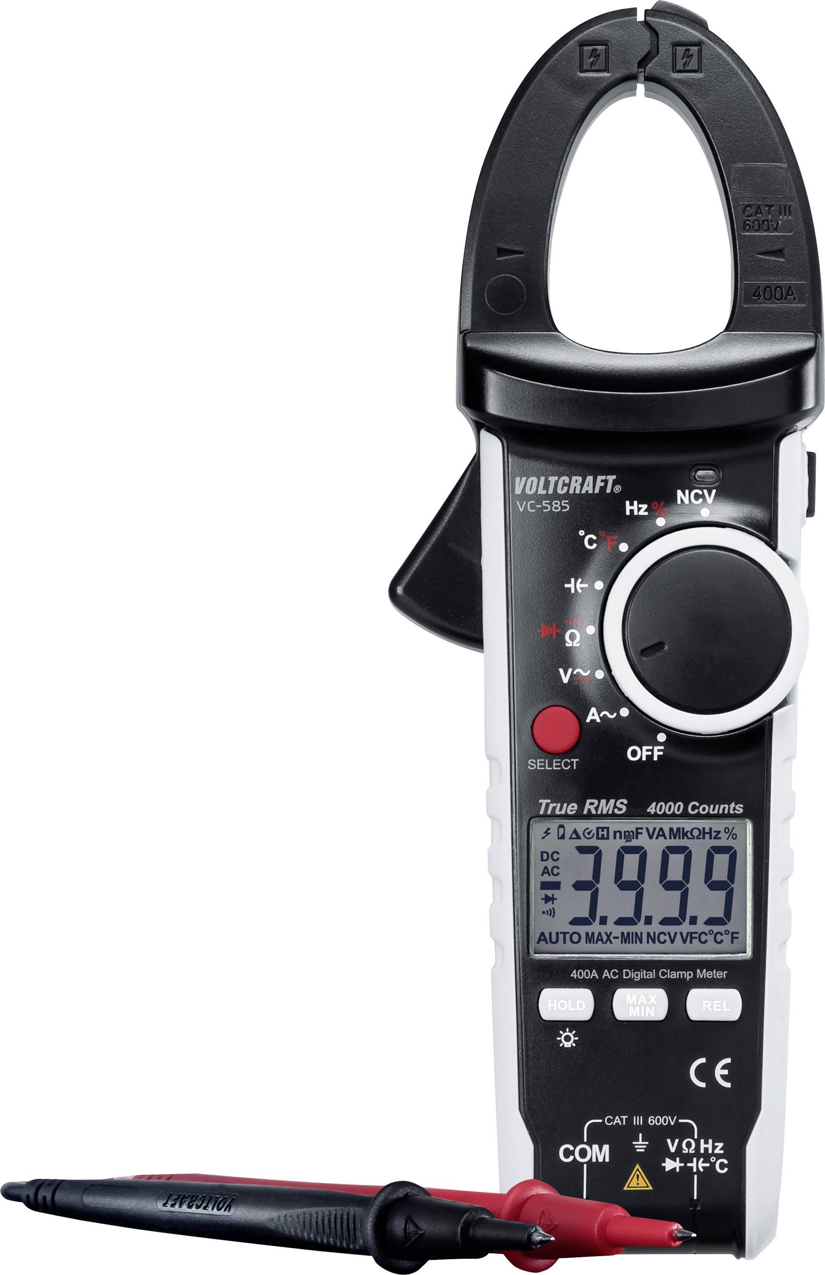 VOLTCRAFT VC585 Clamp meter Digital CAT III 600 V Display (counts): 4000