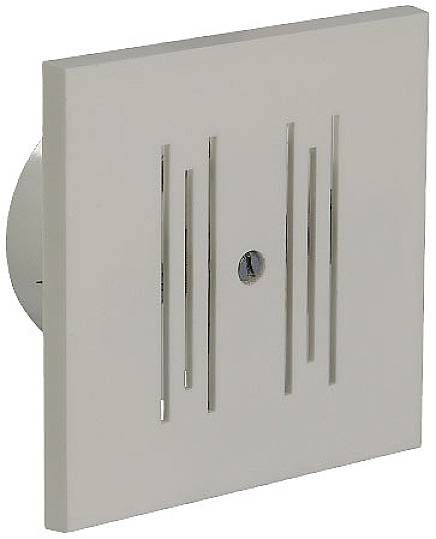 White ventilation grille with vertical slits and central screw for wall mounting.