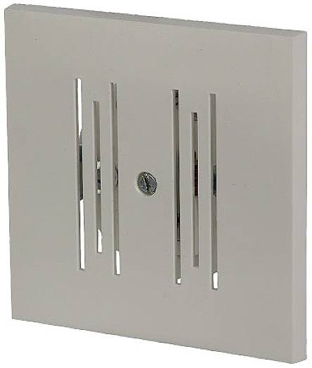 A rectangular, beige cover with vertical slots and a central screw. Suitable for speakers or ventilation.