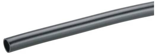 A black, flexible conduit or tubing, slightly curved, used for protecting or routing cables and wires.